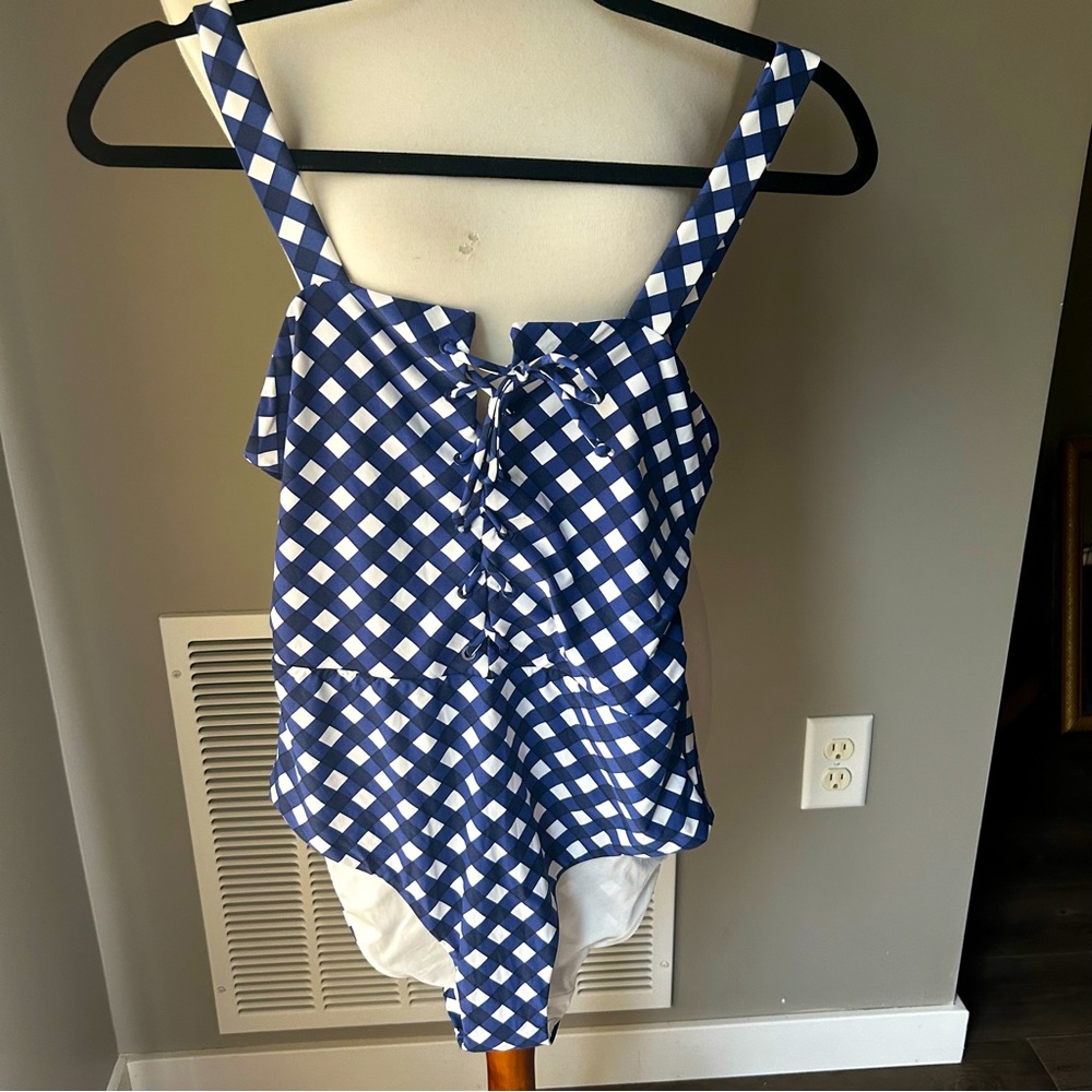 Onia Gingham lace up bathing suit
